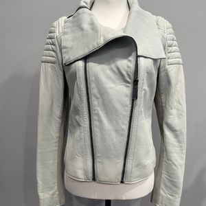 Elie Tahari Light blue/grey leather biker Jacket. Ladies Small. Fun! Like new!